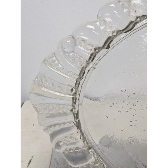 Vintage Pressed Glass Tray Plate Platter 15" by 9 1/4" Scalloped - Picture 5 of 9